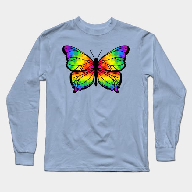 Rainbow butterfly Long Sleeve T-Shirt by Art by Veya